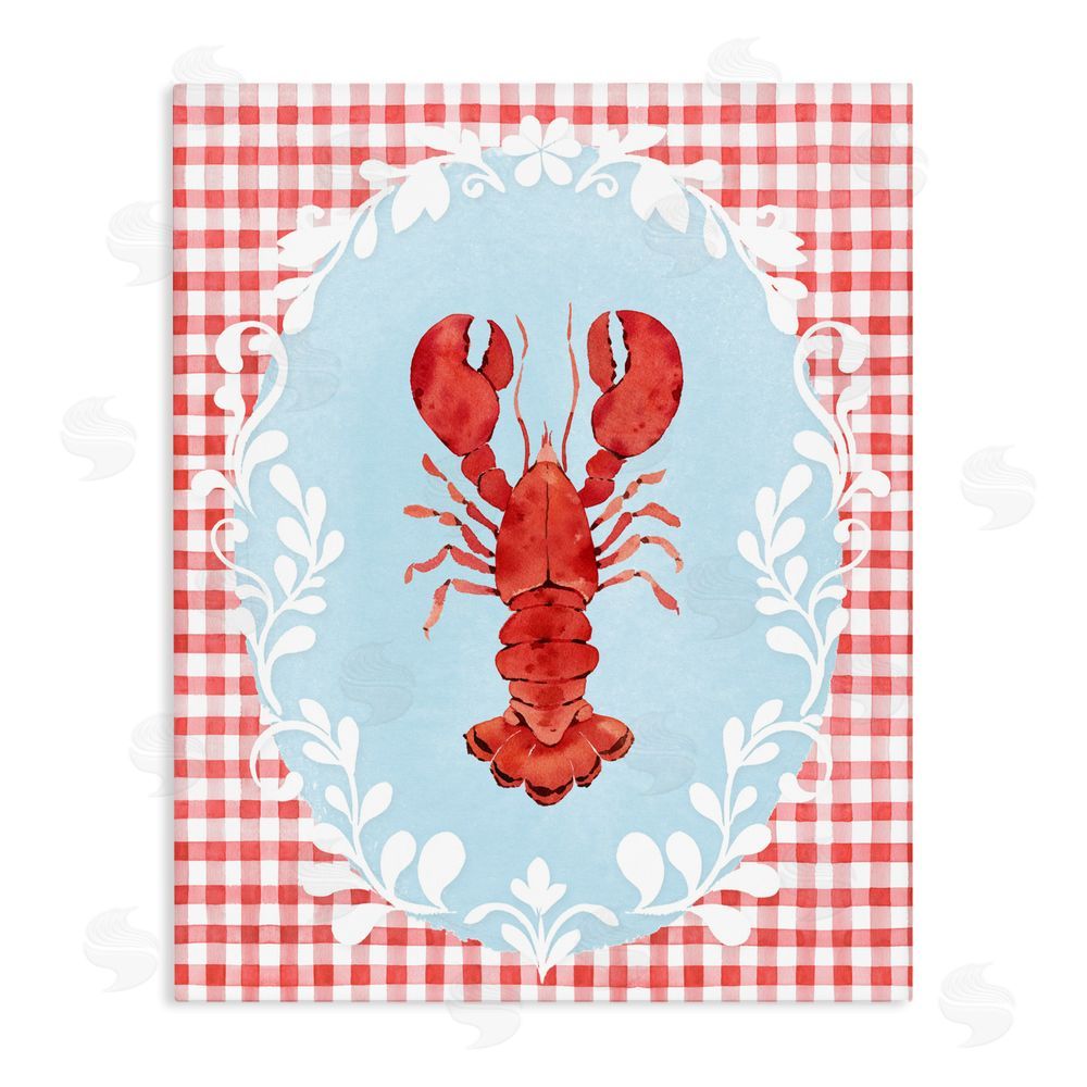 Heather Lee Chan Lobster with Red Plaid Stretched Canvas Wall Art