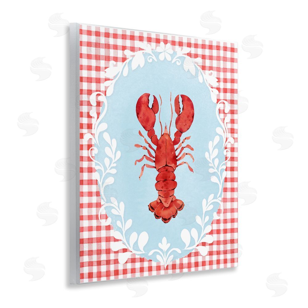 Heather Lee Chan Lobster with Red Plaid Wall Plaque Home Decor Art Print