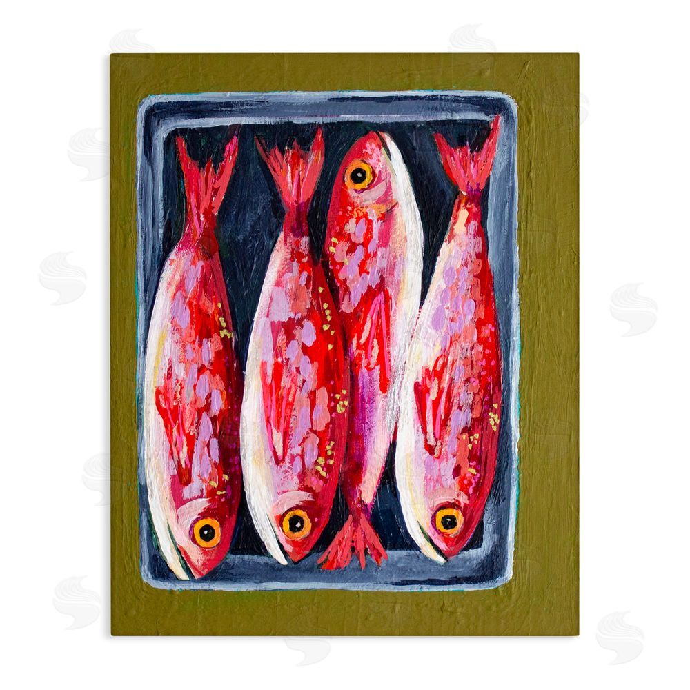 Rachel Nerney Red Fish on a Platter Stretched Canvas Wall Art