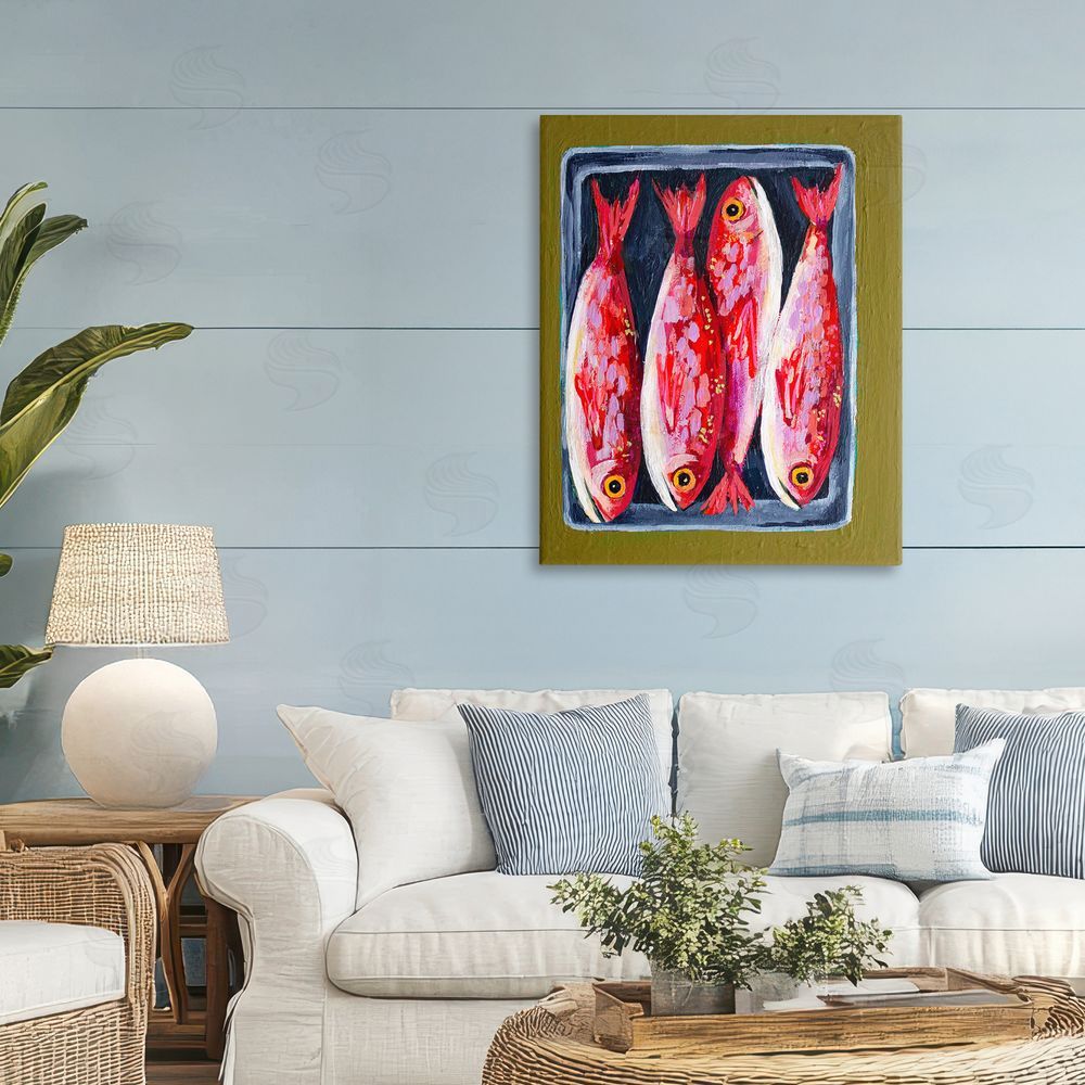 Rachel Nerney Red Fish on a Platter Stretched Canvas Wall Art in Room