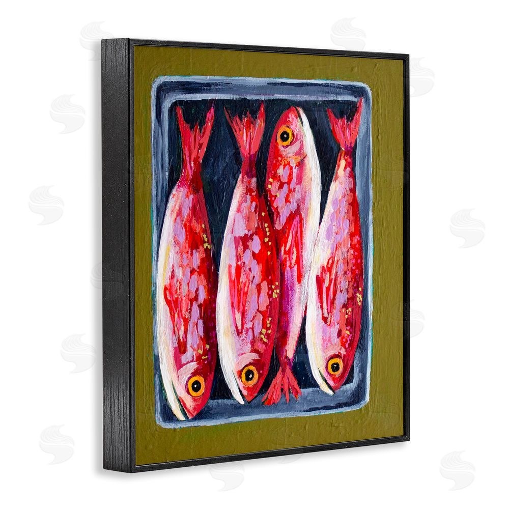 Rachel Nerney Red Fish on a Platter Black Framed Giclee Wall Art