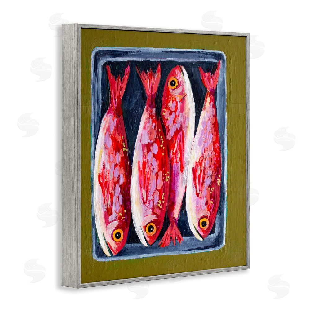 Rachel Nerney Red Fish on a Platter Gray Framed Giclee Wall Art