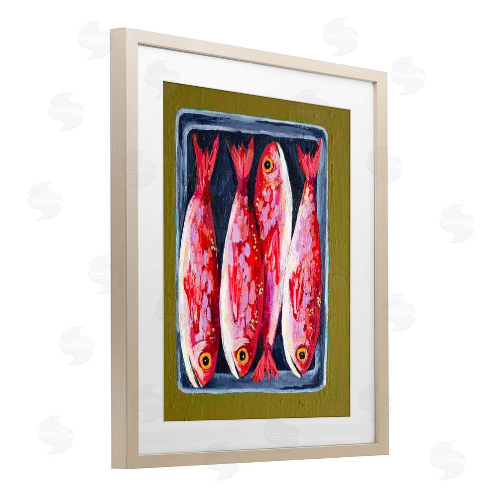 Rachel Nerney Red Fish on a Platter Brown Framed Print Under Glass Wall Art