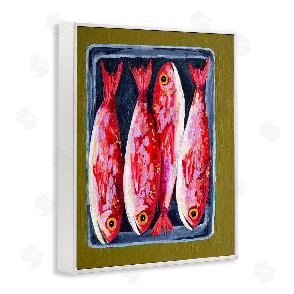 Rachel Nerney Red Fish on a Platter White Framed Giclee Wall Art