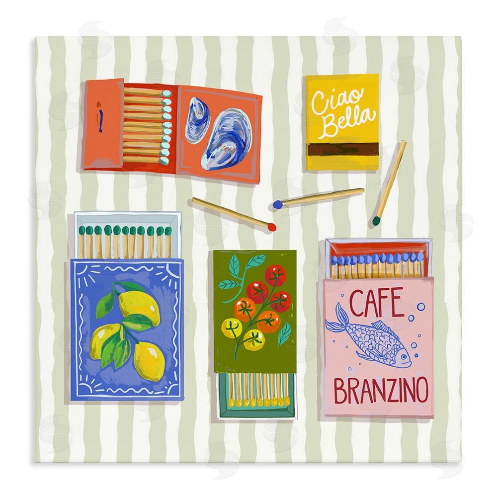 Rachel Nerney Ciao Bella Seaside Matchboxes Stretched Canvas Wall Art