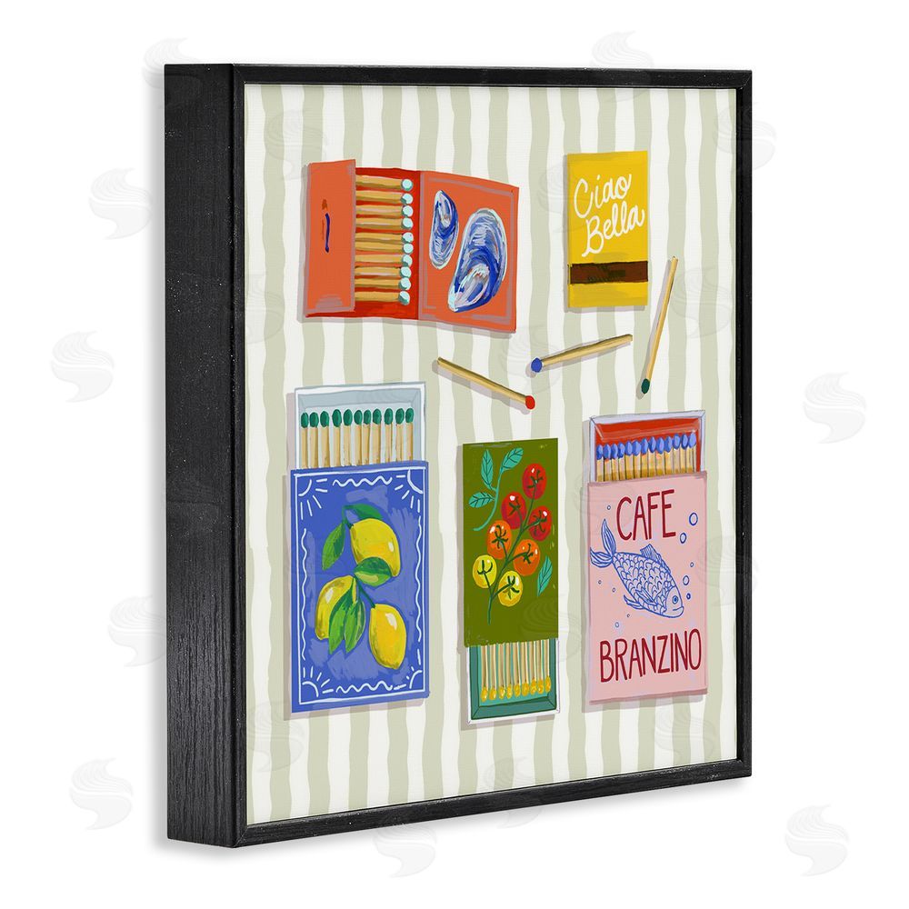 Rachel Nerney Ciao Bella Seaside Matchboxes Black Framed Giclee Wall Art Print