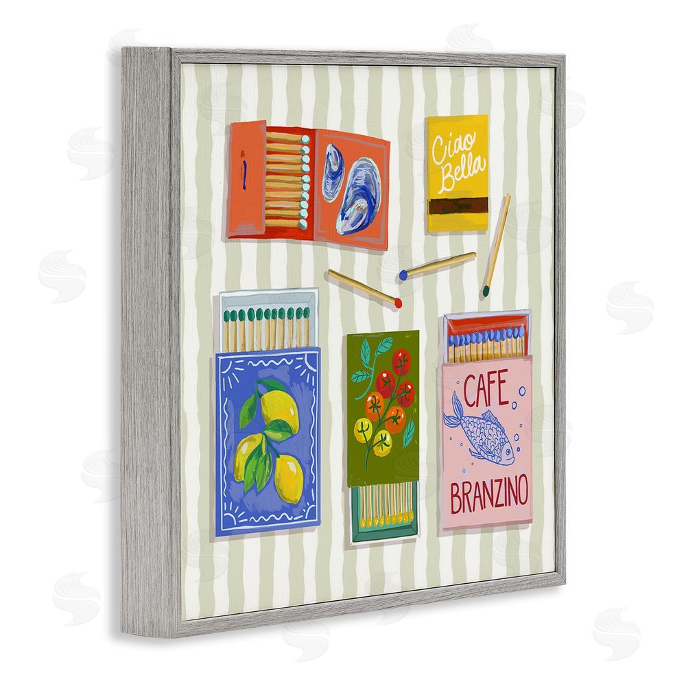 Rachel Nerney Ciao Bella Seaside Matchboxes Gray Framed Giclee Wall Art Print