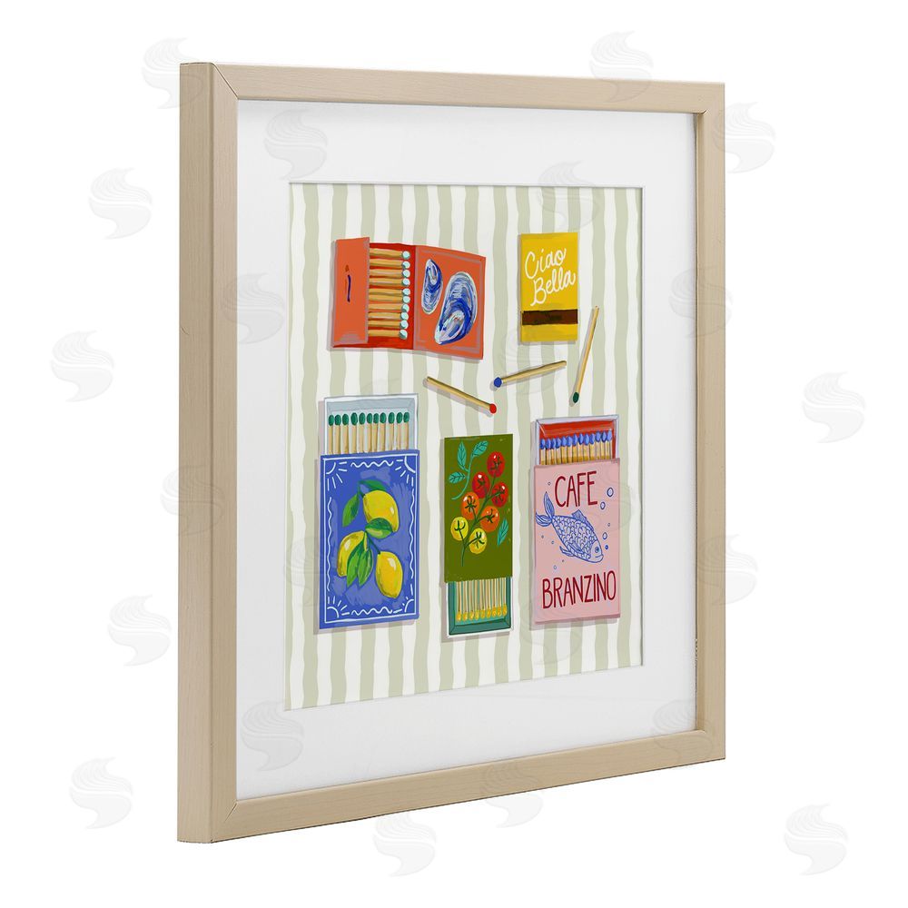 Rachel Nerney Ciao Bella Seaside Matchboxes Brown Framed Print Under Glass Wall Art
