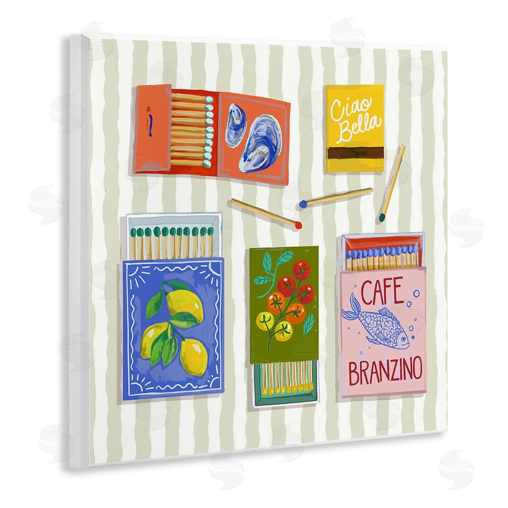 Rachel Nerney Ciao Bella Seaside Matchboxes Wall Plaque with Fixed Lithograph Print