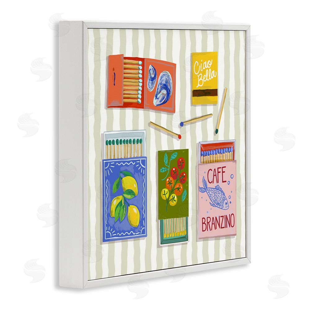 Rachel Nerney Ciao Bella Seaside Matchboxes White Framed Giclee Wall Art Print