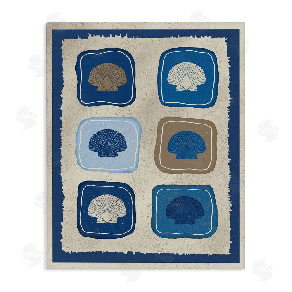 Julia Frost Nautical Block Shells Stretched Canvas Wall Art Print