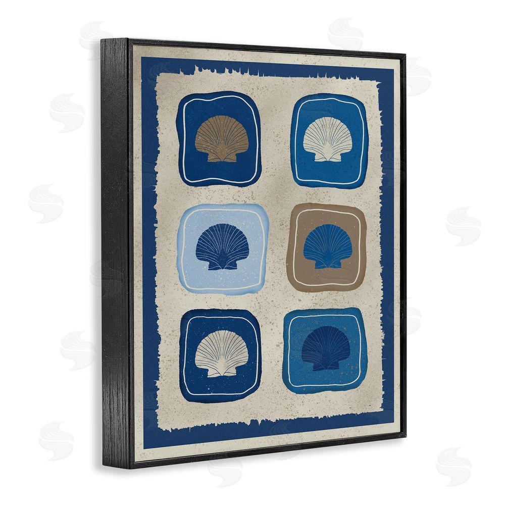 Julia Frost Nautical Block Shells Black Framed Giclee Wall Art Print
