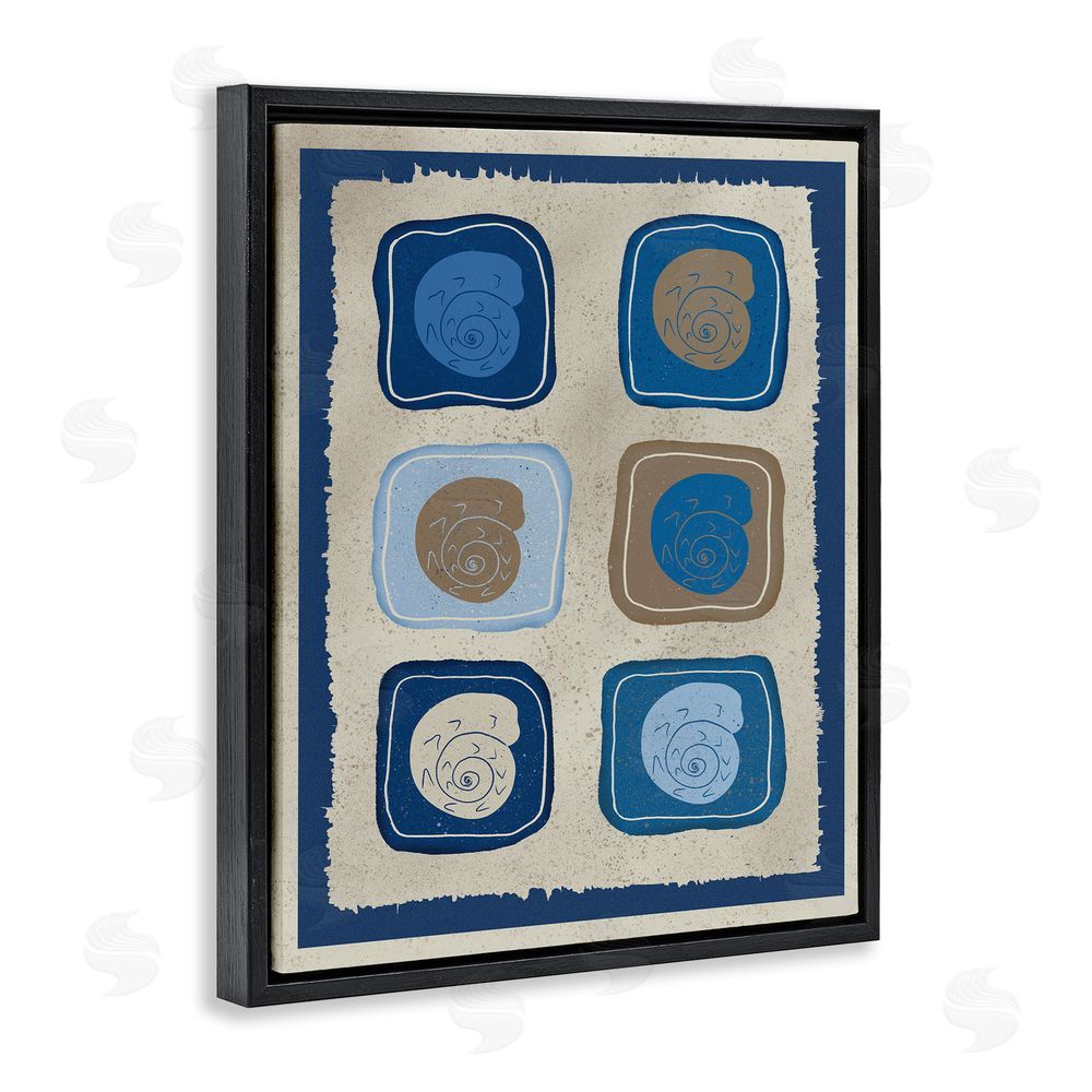 Julia Frost Blue Blocked Nautilus Black Floating Frame Canvas Wall Art Print