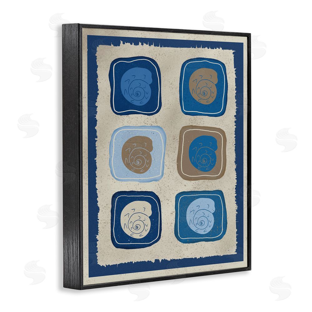 Julia Frost Blue Blocked Nautilus Black Framed Giclee Wall Art Print