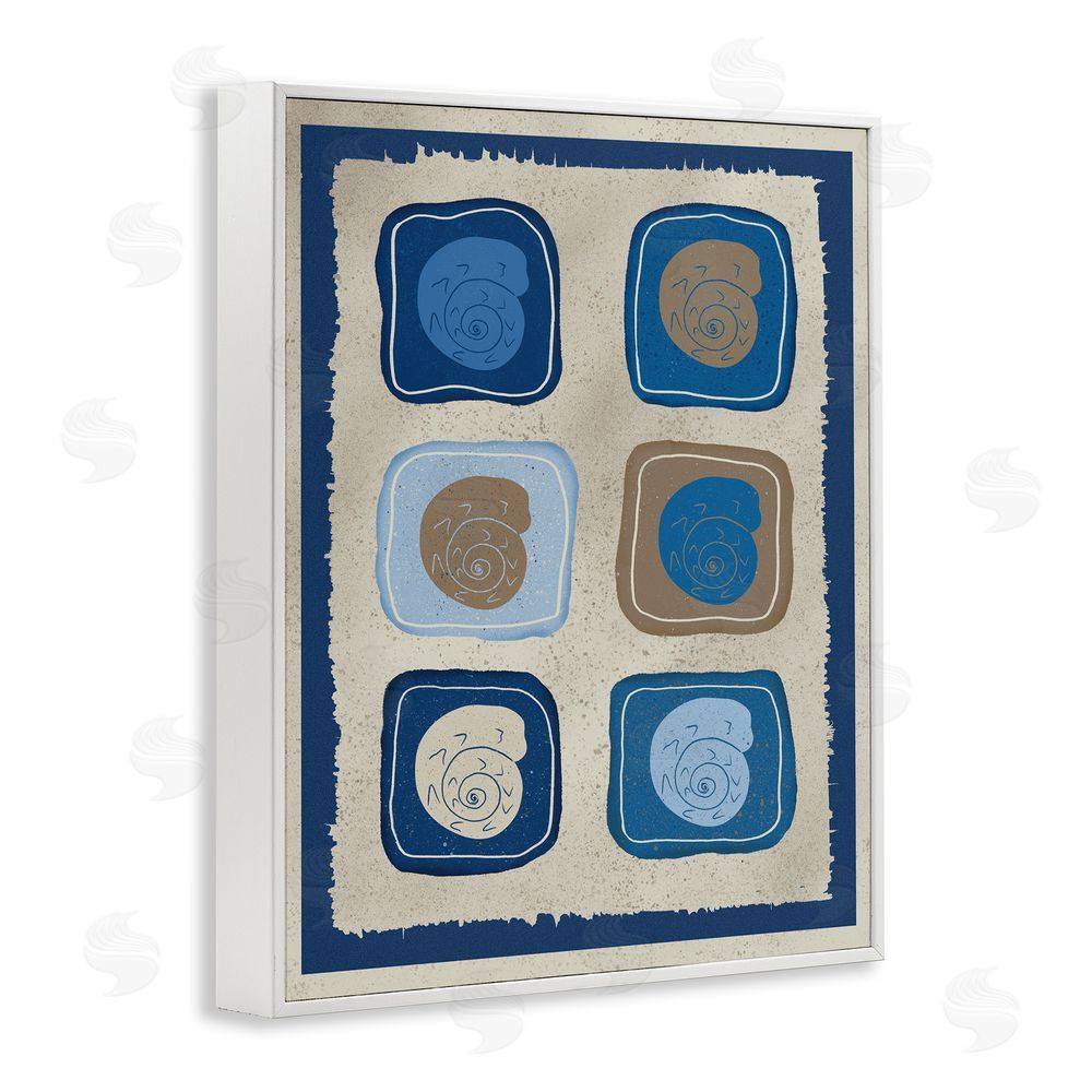 Julia Frost Blue Blocked Nautilus White Framed Giclee Wall Art Print