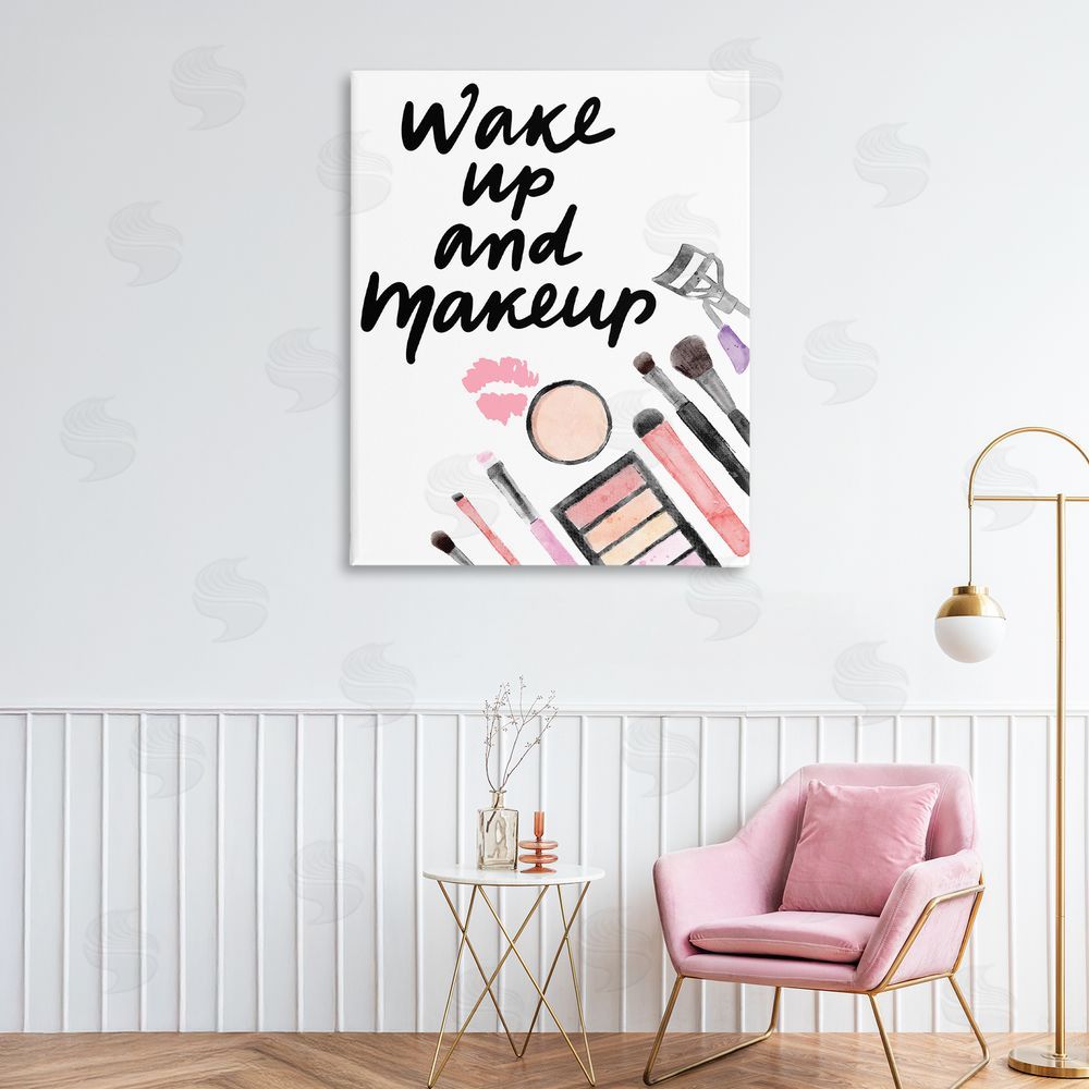 Jesse Keith Wake Up & Makeup Stretched Canvas Wall Art Print in Room