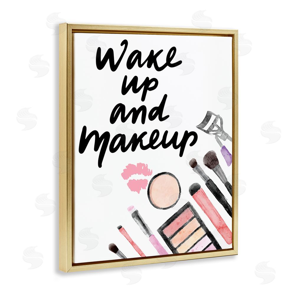 Jesse Keith Wake Up & Makeup Gold Floating Frame Canvas Wall Art Print