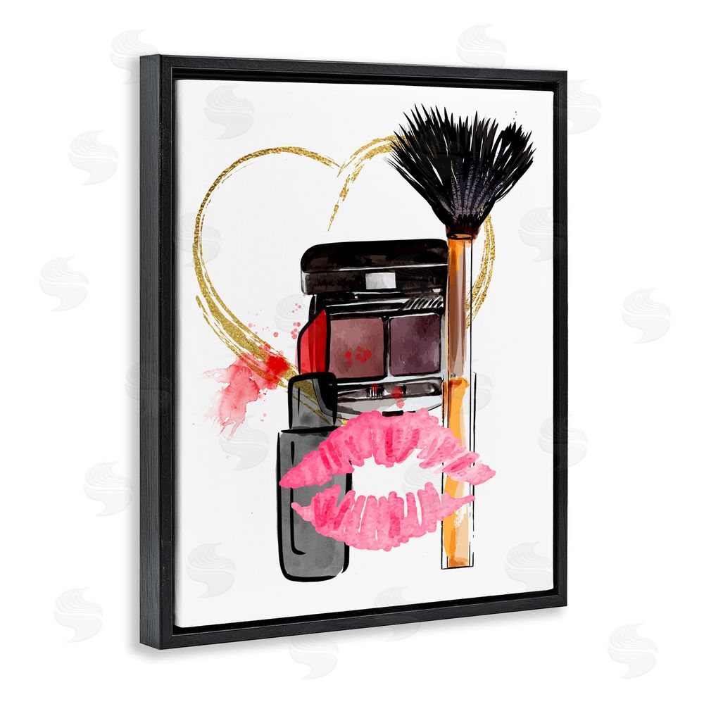 Jesse Keith Mwah Beauty Items & Kiss Black Floating Frame Canvas Wall Art Print