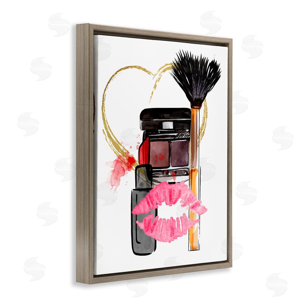 Jesse Keith Mwah Beauty Items & Kiss Brown Floating Frame Canvas Wall Art Print