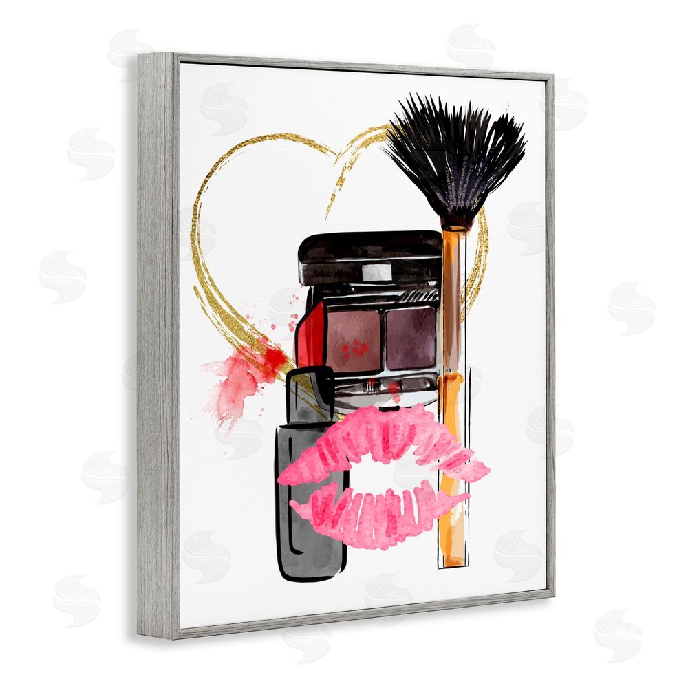 Jesse Keith Mwah Beauty Items & Kiss Gray Framed Giclee Wall Art Print