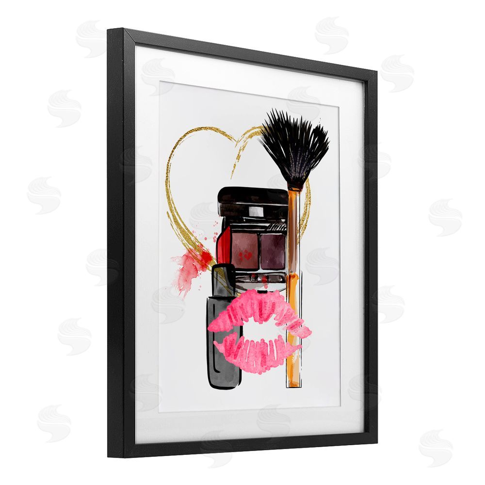 Jesse Keith Mwah Beauty Items & Kiss Black Framed Print Under Glass with White Mat Wall Art