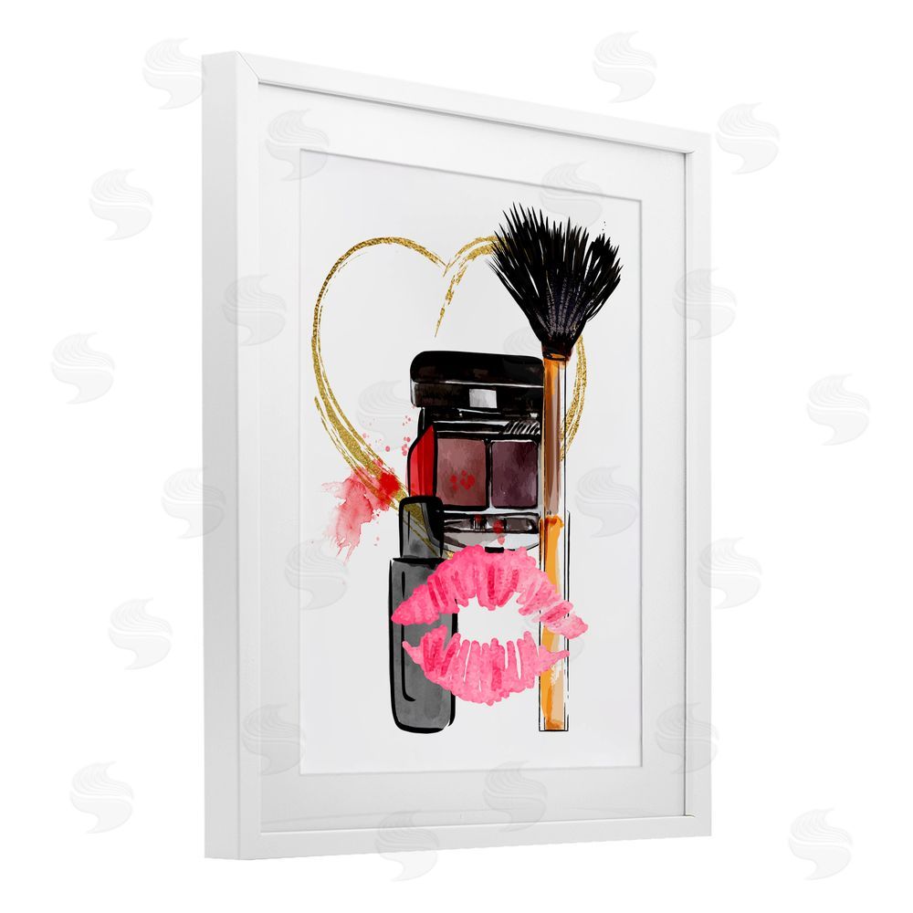 Jesse Keith Mwah Beauty Items & Kiss White Framed Print Under Glass with Mat Wall Art