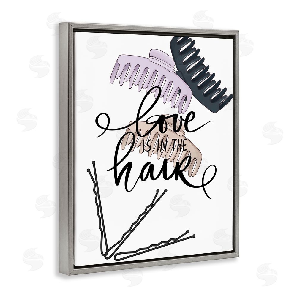 Jesse Keith Love Is In The Hair Gray Floating Frame Canvas Wall Art Print