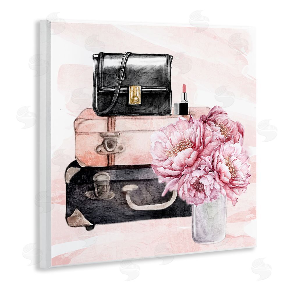 Kim Allen Glam Time Suitcase & Flowers Wall Plaque Art Print