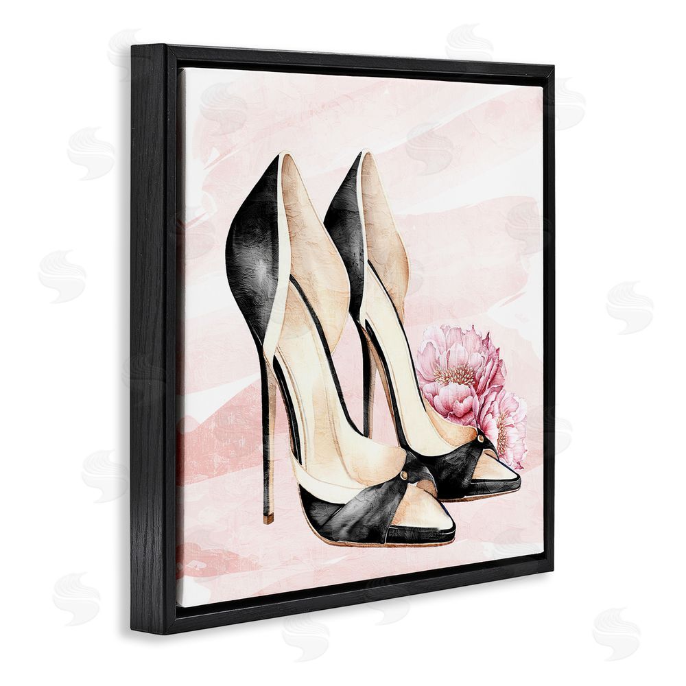 Kim Allen Glam Time Heels Black Floating Frame Canvas Wall Art Print