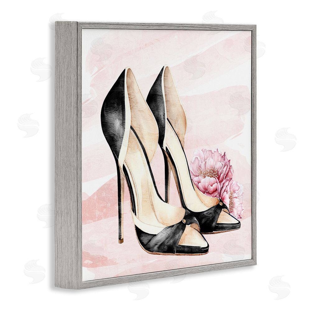 Kim Allen Glam Time Heels Gray Framed Giclee Wall Art Print
