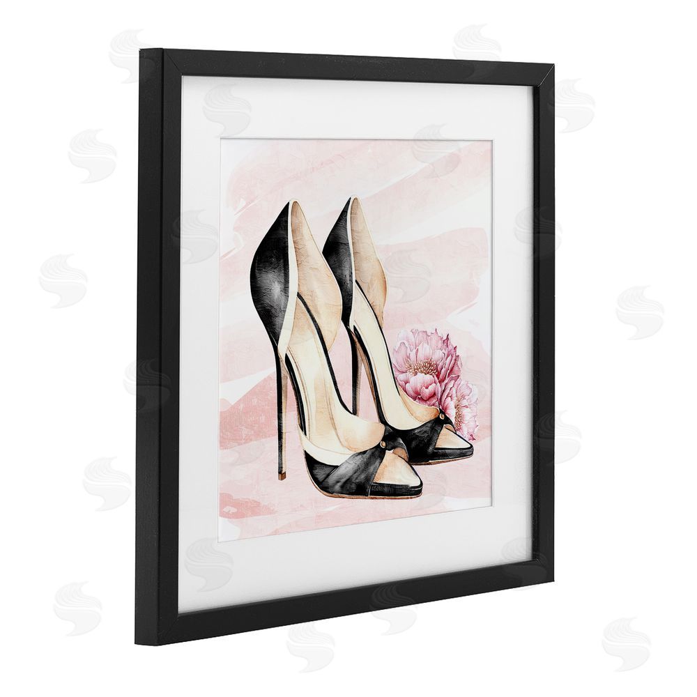 Kim Allen Glam Time Heels Black Framed Print Under Glass Wall Art