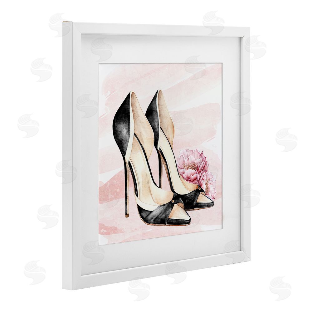 Kim Allen Glam Time Heels White Framed Print Under Glass Wall Art