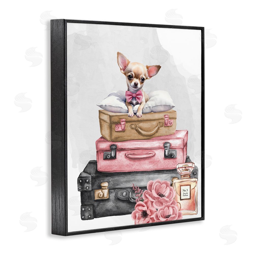 Kim Allen Trendy Pup Travel Black Framed Giclee Wall Art Print