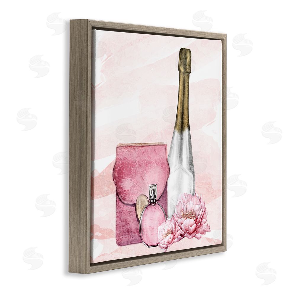 Kim Allen Glam Time Champagne Brown Floating Frame Canvas Wall Art Print