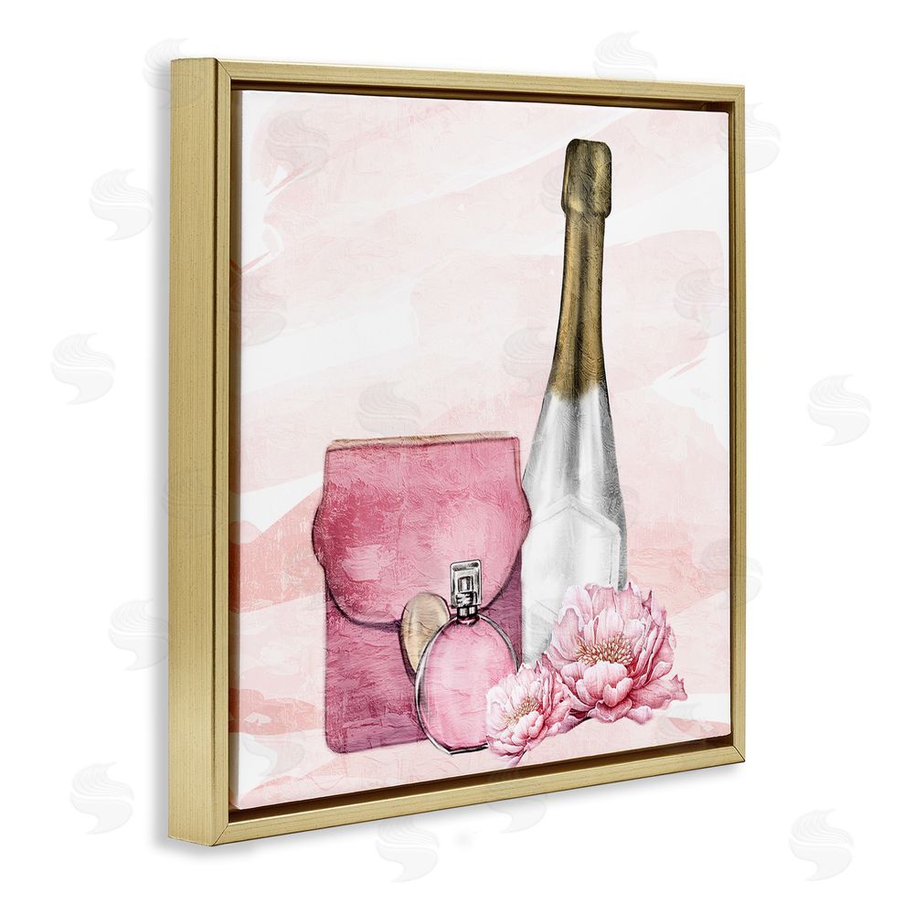 Kim Allen Glam Time Champagne Gold Floating Frame Canvas Wall Art Print