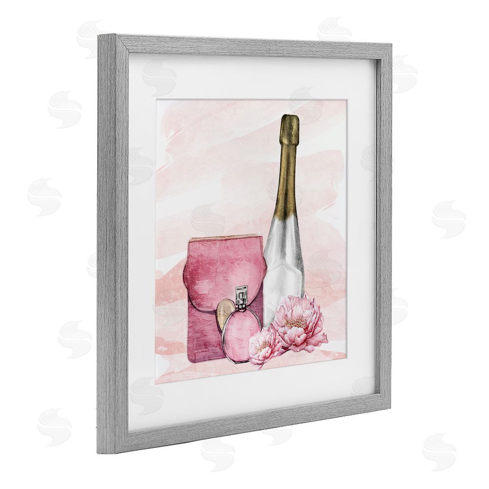 Kim Allen Glam Time Champagne Gray Framed Print Under Glass Wall Art