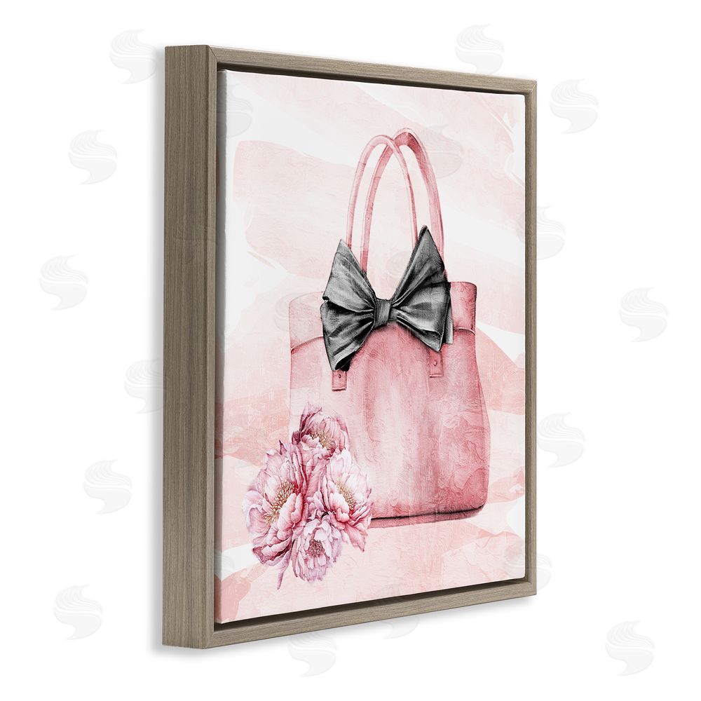 Kim Allen Glam Time Handbag Brown Floating Frame Canvas Wall Art Print