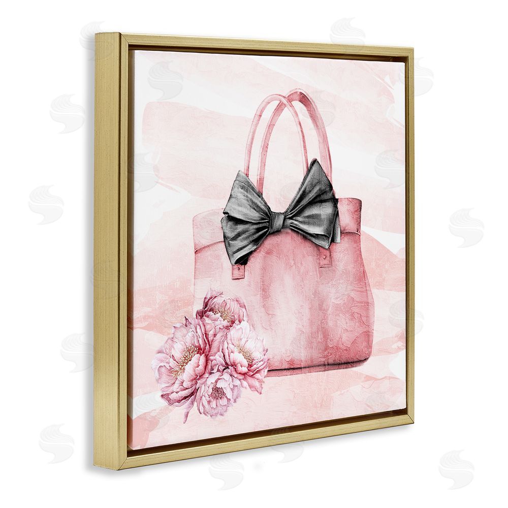 Kim Allen Glam Time Handbag Gold Floating Frame Canvas Wall Art Print
