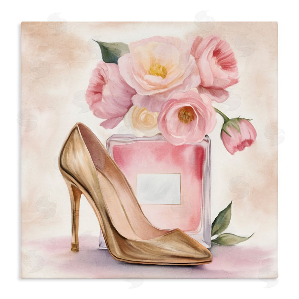 Kim Allen Pink Beauty Heel & Flowers Stretched Canvas Wall Art Print