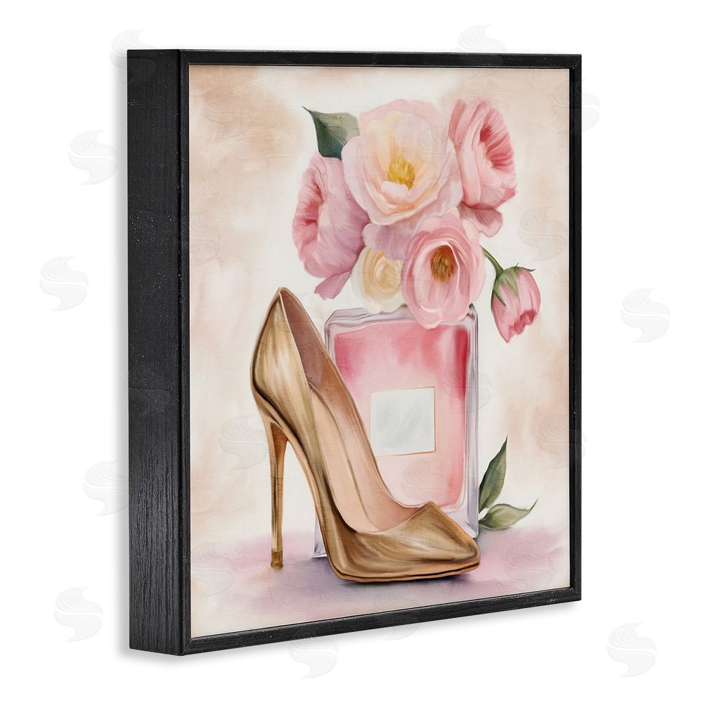 Kim Allen Pink Beauty Heel & Flowers Black Framed Giclee Wall Art Print