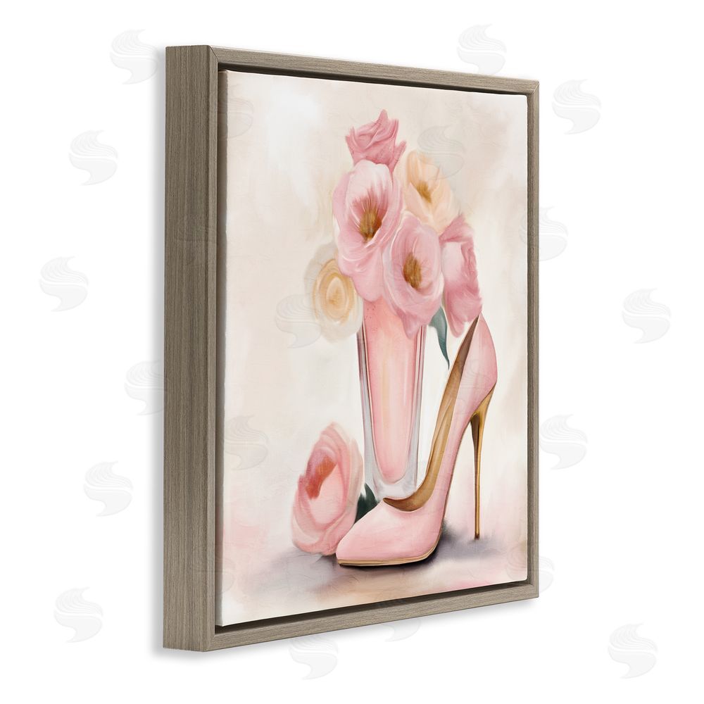 Kim Allen Pink Beauty Bouquet Brown Floating Frame Canvas Wall Art Print