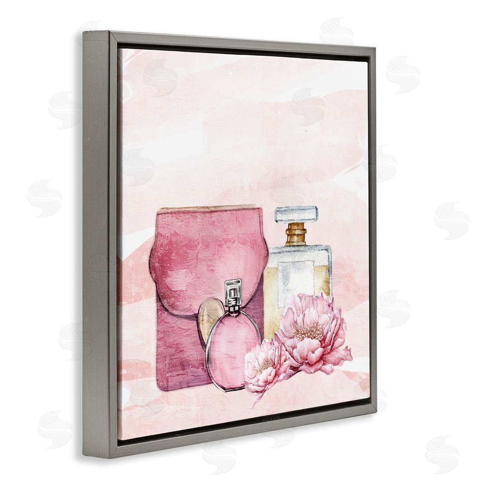 Kim Allen Blush Glam Time Collection Gray Floating Frame Canvas Wall Art Print