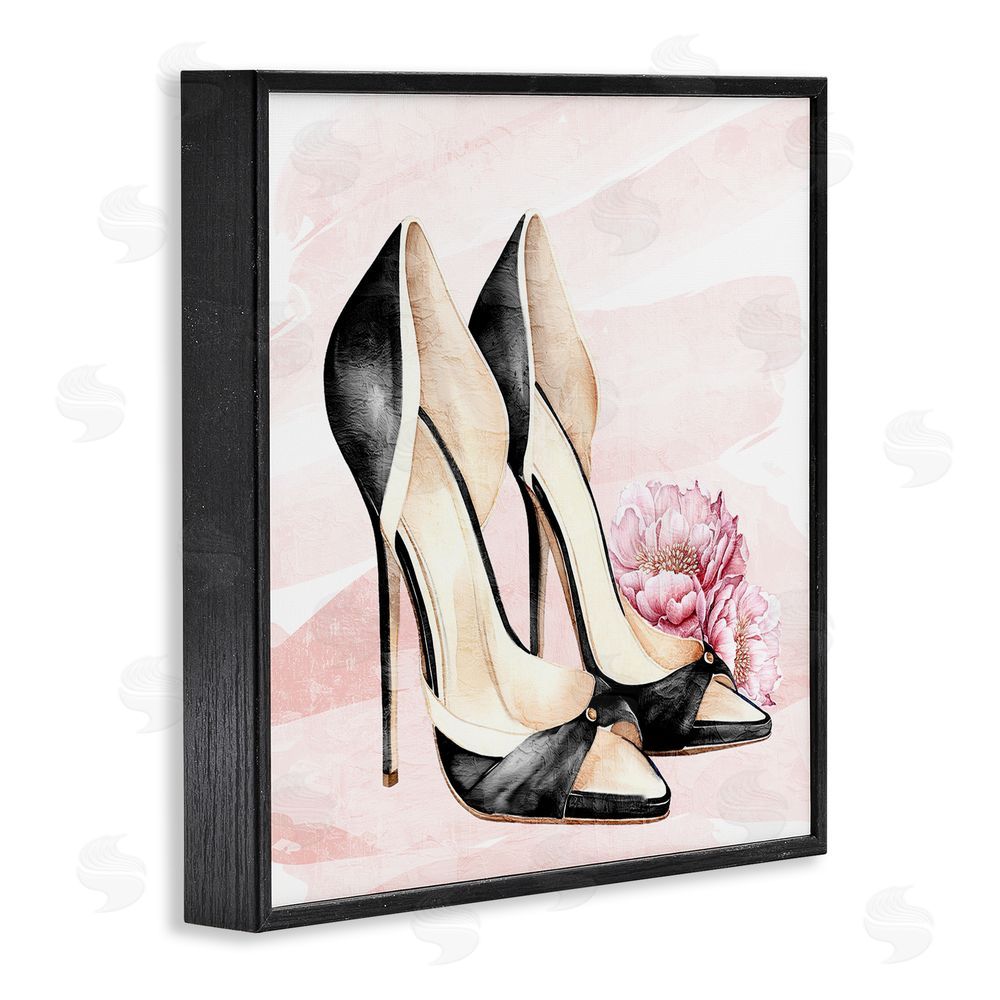 Kim Allen Blush Glam Time Shoes Black Framed Giclee Wall Art Print