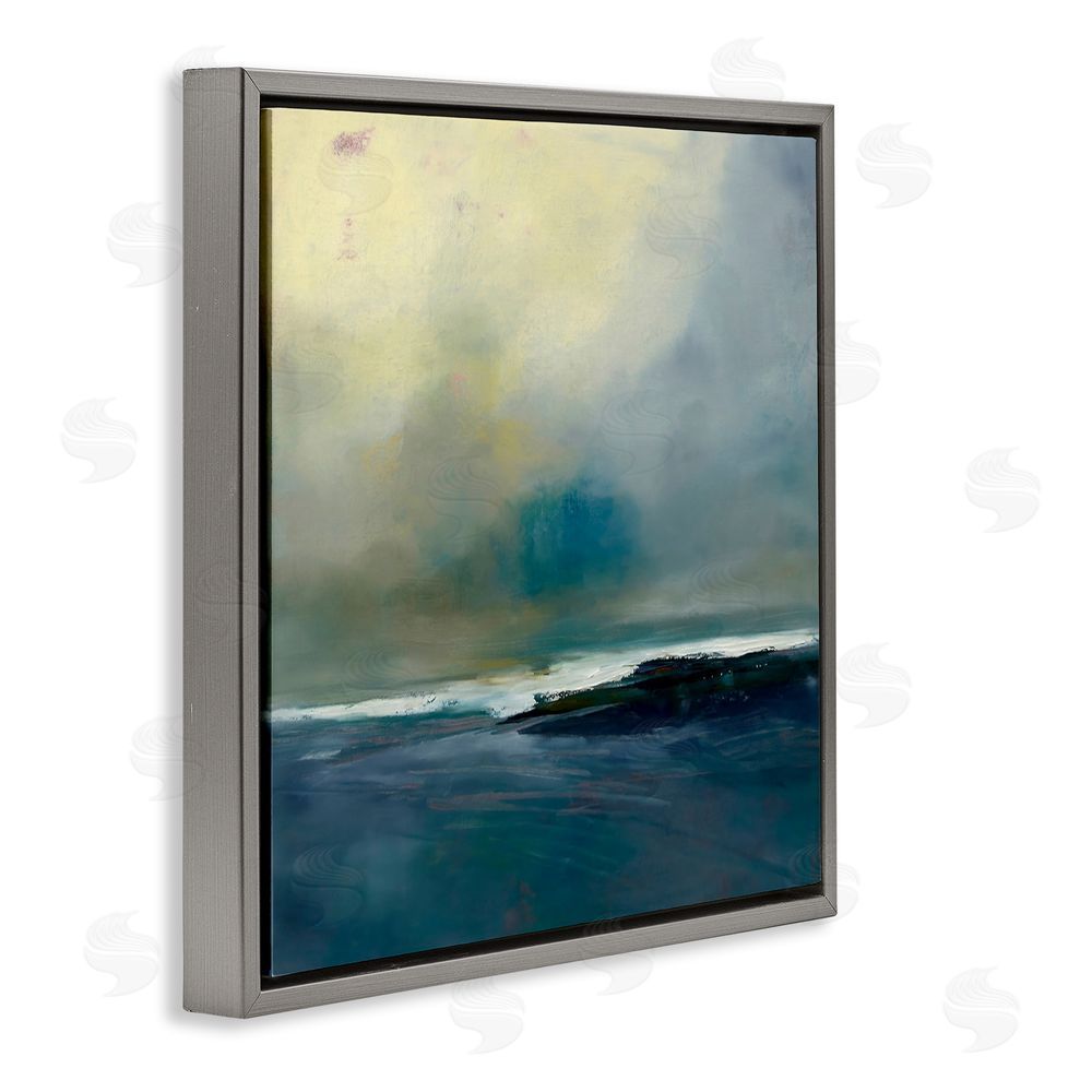 Patrick Dennis Channeling Calm Horizon Gray Floating Frame Stretched Canvas Wall Art Print