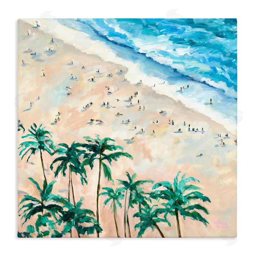 Meredith Howse Waikiki Beach Overview Stretched Canvas Wall Art Print