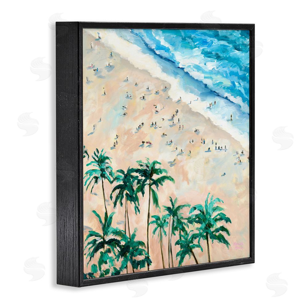 Meredith Howse Waikiki Beach Overview Black Framed Giclee Wall Art Print