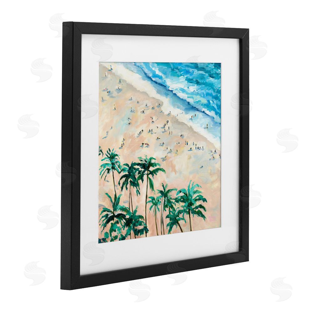 Meredith Howse Waikiki Beach Overview Black Framed Print Under Glass Wall Art