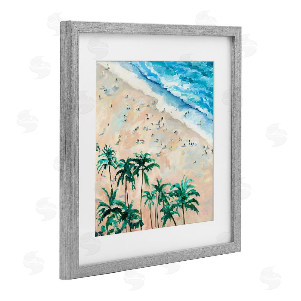 Meredith Howse Waikiki Beach Overview Gray Framed Print Under Glass Wall Art