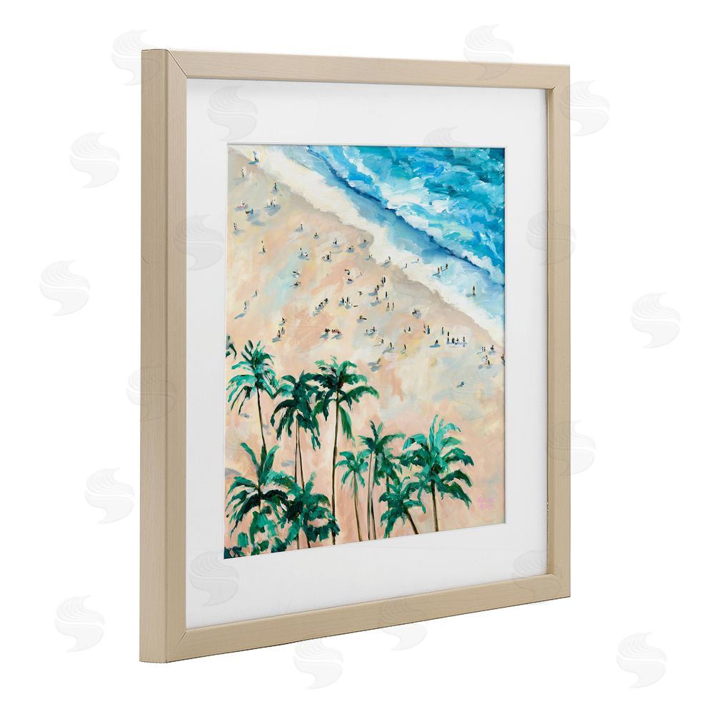 Meredith Howse Waikiki Beach Overview Brown Framed Print Under Glass Wall Art