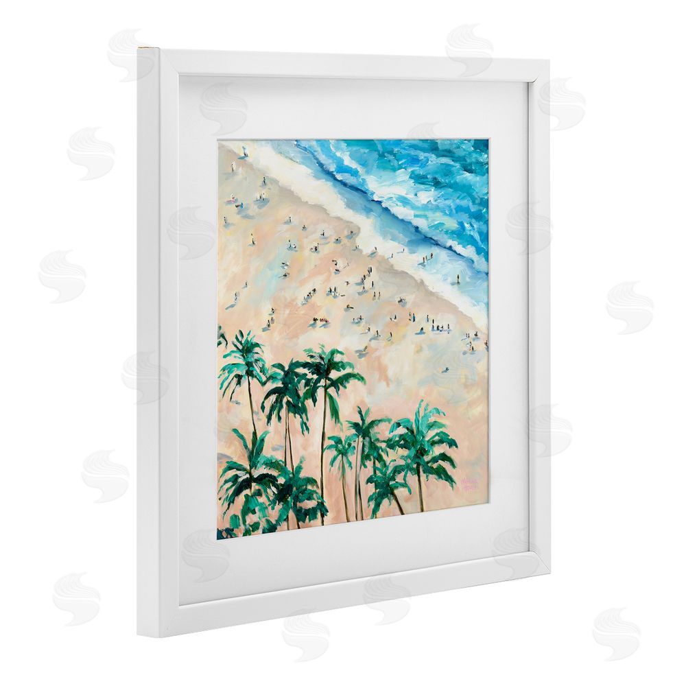 Meredith Howse Waikiki Beach Overview White Framed Print Under Glass Wall Art